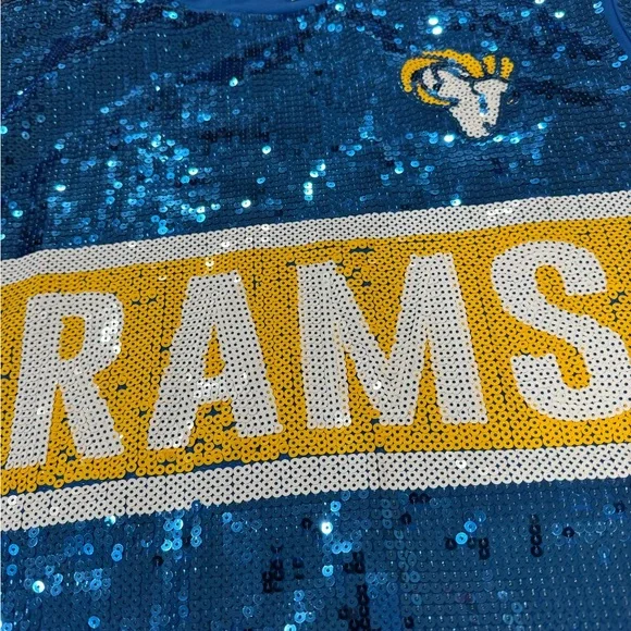 FUN FAN FASHION Blue &Yellow Rams Sequin Jersey- fully lined for comfort! 🏈💙💛🏈